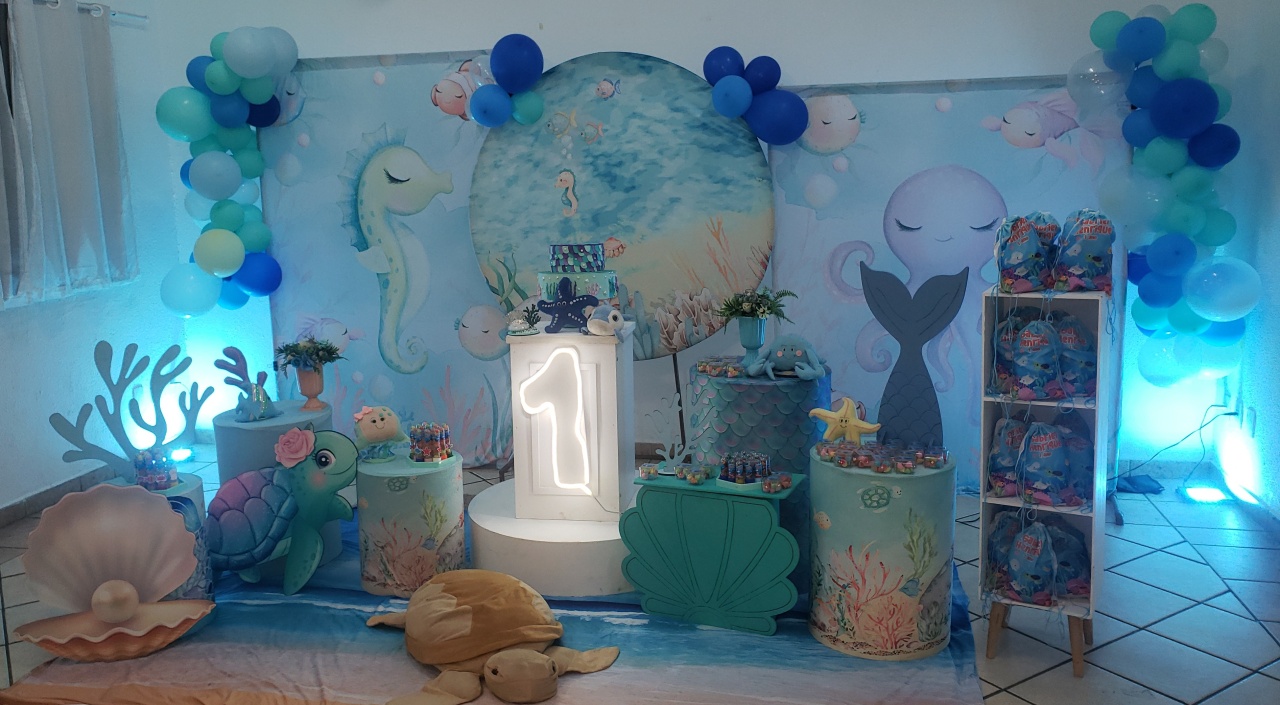Fundo Mar 05 (Menino) - a Bela e a Fera Locação de decorações e brinquedos