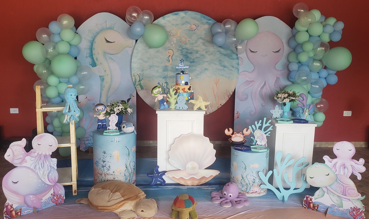 Fundo Mar 06 (Menino)  - a Bela e a Fera Locação de decorações e brinquedos