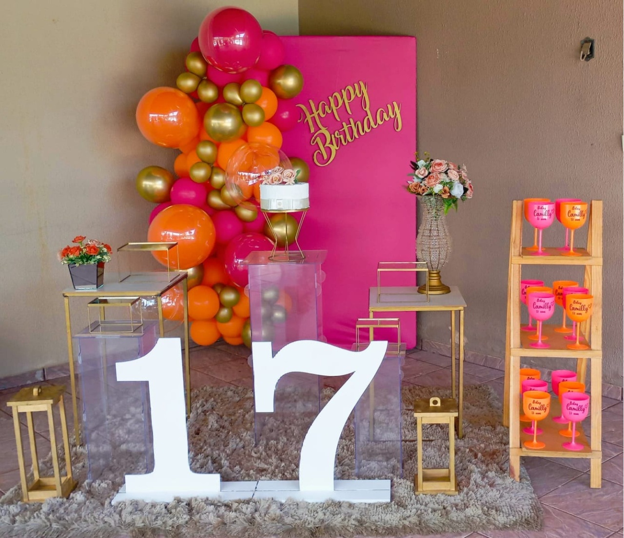 Laranja - Pink 01 - a Bela e a Fera Locação de decorações e brinquedos