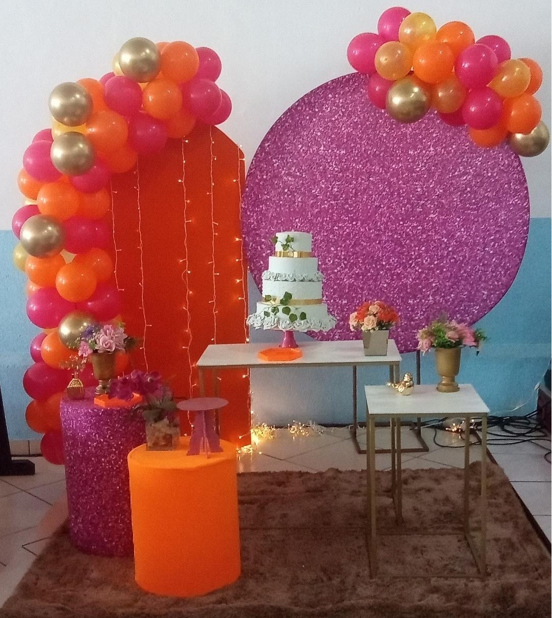 Laranja - Pink 02 - a Bela e a Fera Locação de decorações e brinquedos