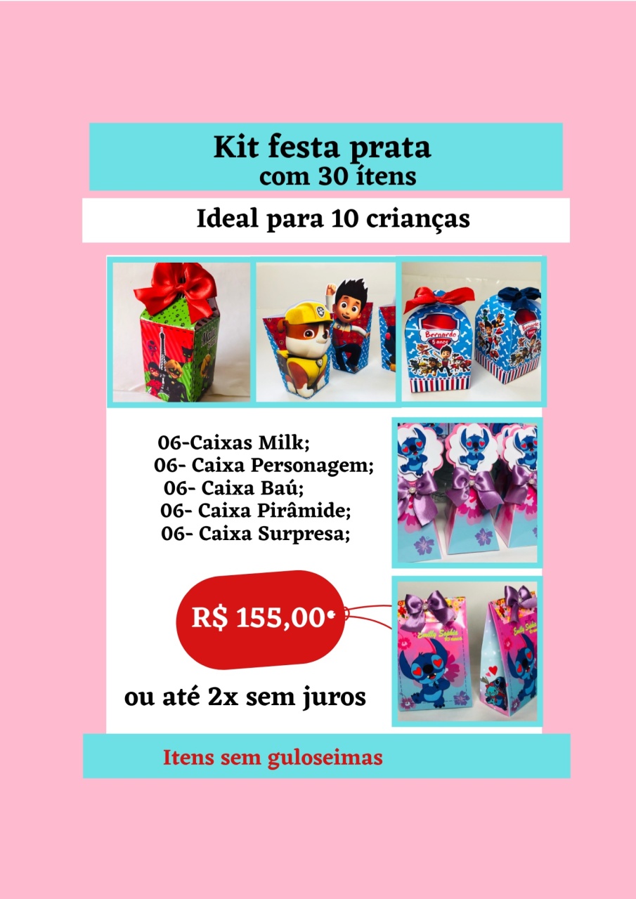 Ki Personalizado Festa Prata - Ray Ray Festas