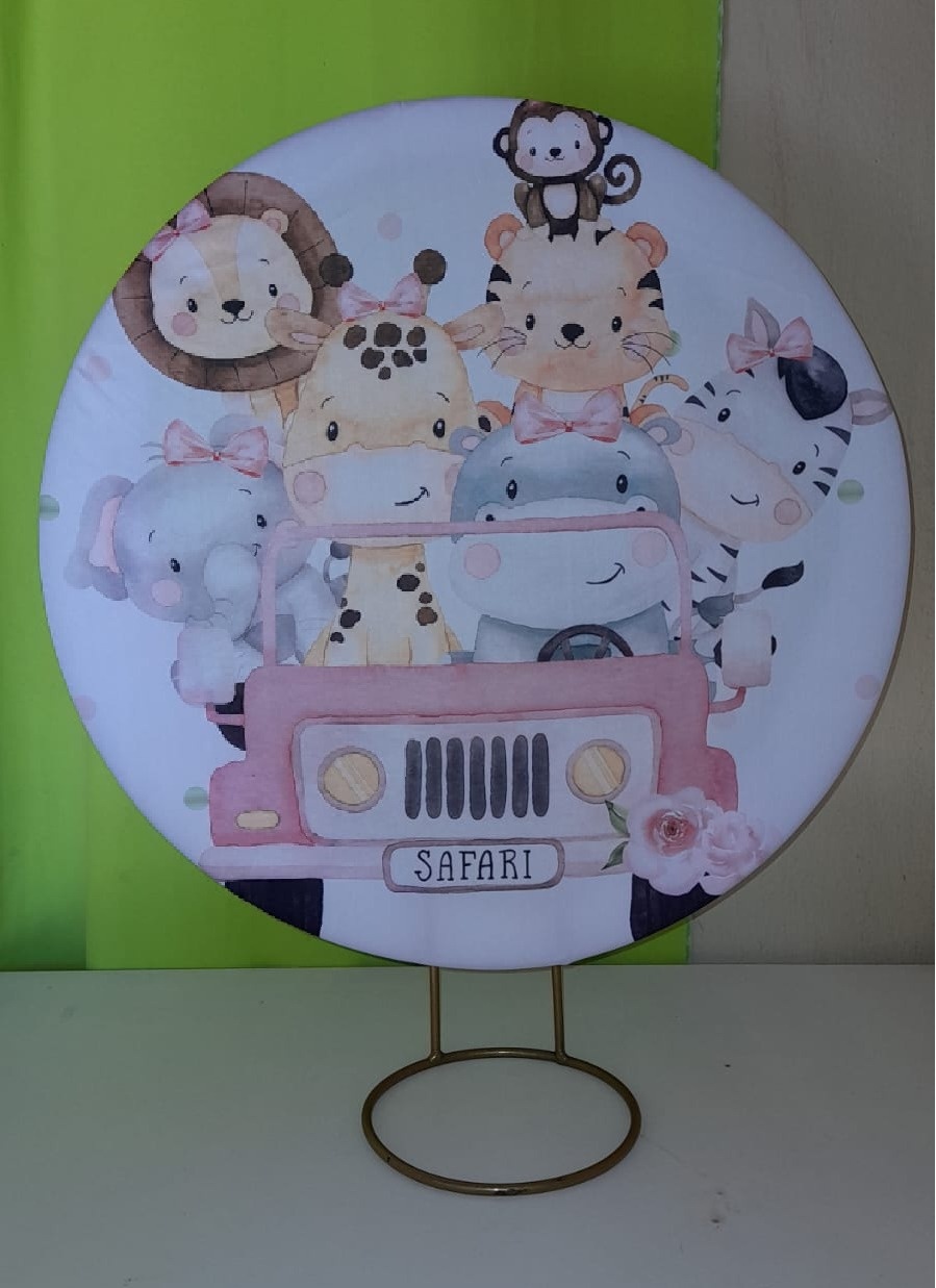 Painel Safari Rosa - Ray Ray Festas