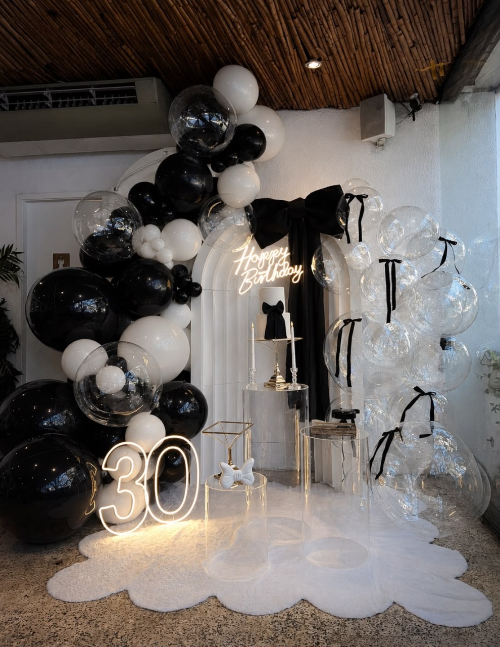 Preto Branco Transparente E Laços - Sua Festa Pegue e Monte