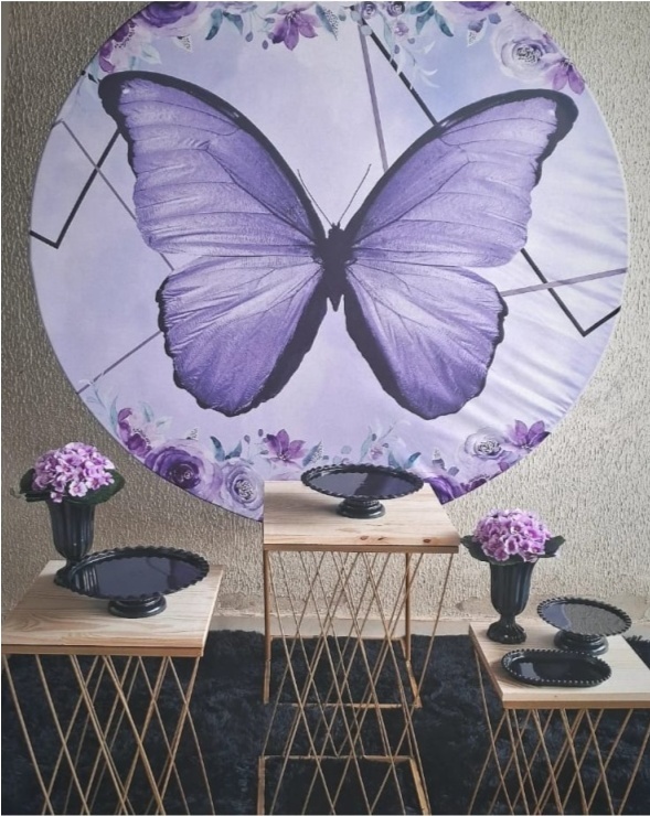 Borboleta Lilas Mesas de Ferro - Sua Festa Pegue e Monte