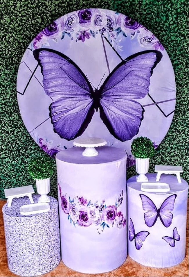 Borboleta Lilás  Com Branco - Sua Festa Pegue e Monte
