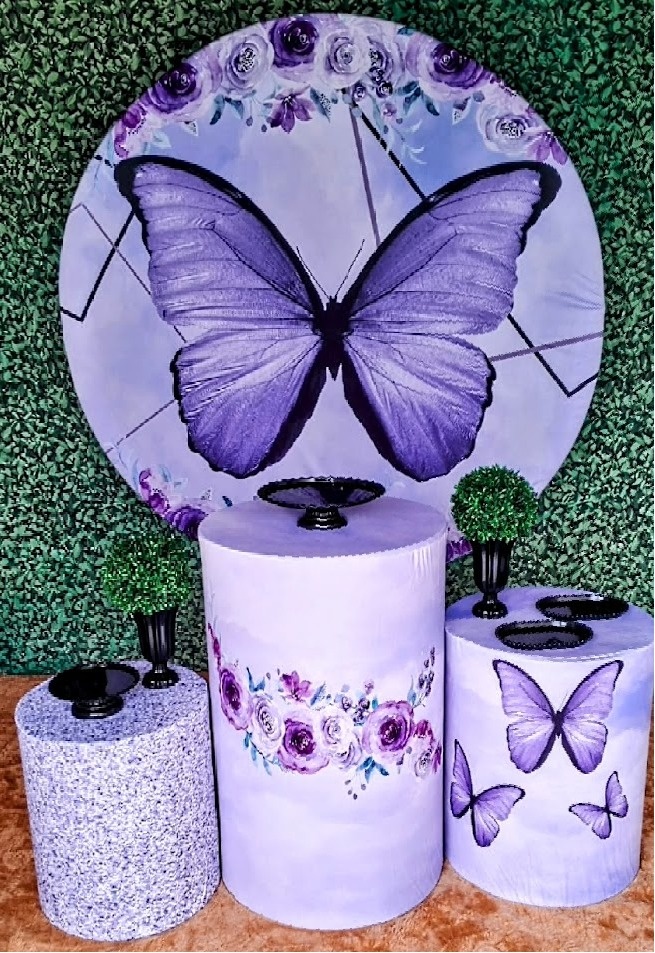 Borboleta Lilás  Com Preto - Sua Festa Pegue e Monte