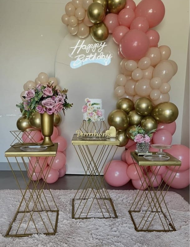 Rosa Com Dourado - Sua Festa Pegue e Monte