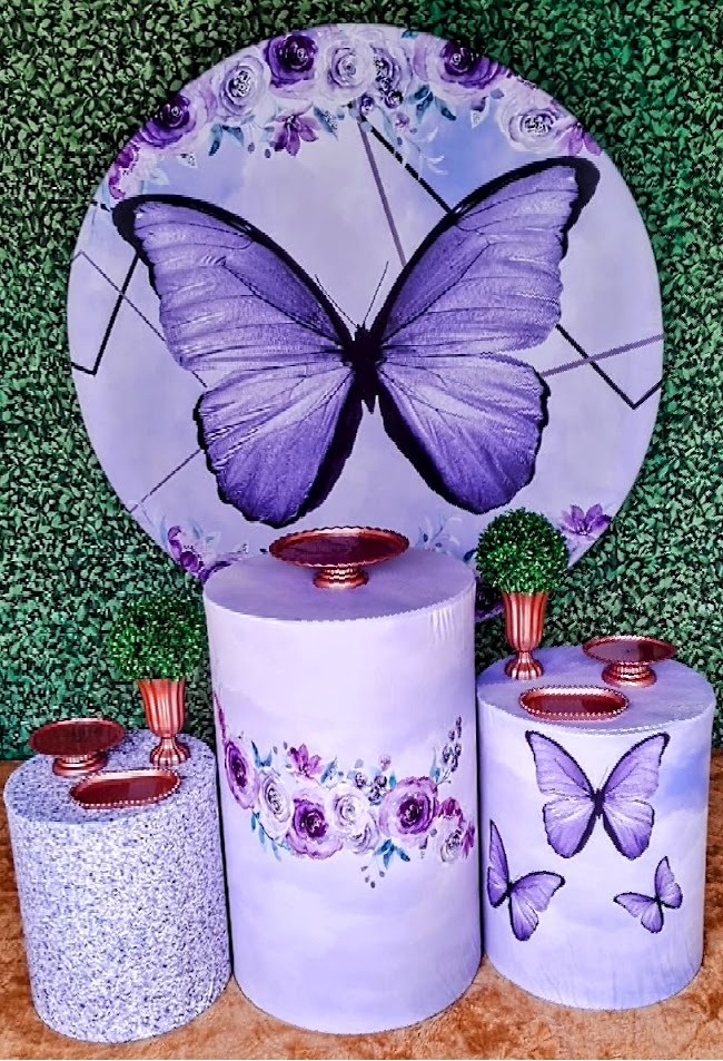 Borboleta Lilás  Com Rose Gold - Sua Festa Pegue e Monte