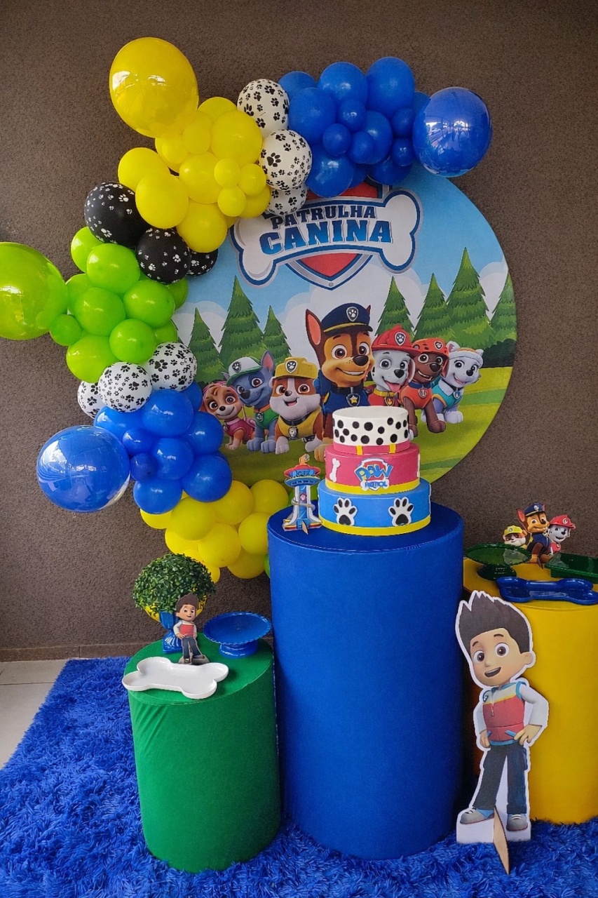 Patrula Canina Painel Redondo 150X150 - KI.FESTA.DECORACOES