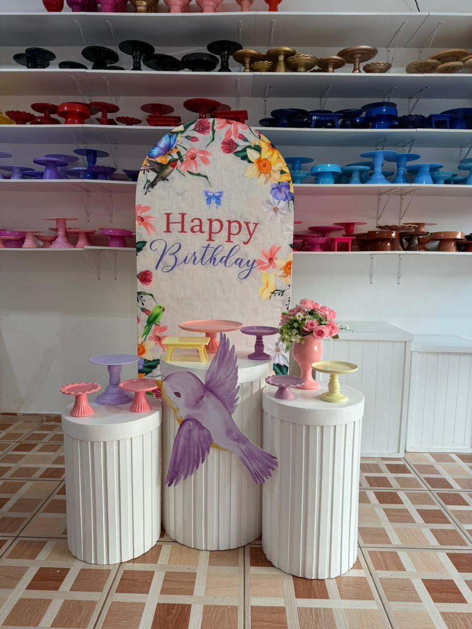 Adulto Happy Birthday Flores  - Ingryd monteiro festas