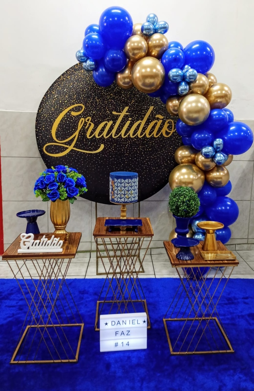Decoração Gratidão Preto C/Dourado Cod. 1252 - Ateliê by Deise festas 