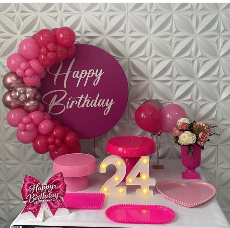 Mini Kit de Mesa Happy Pink - Ateliê by Deise festas 