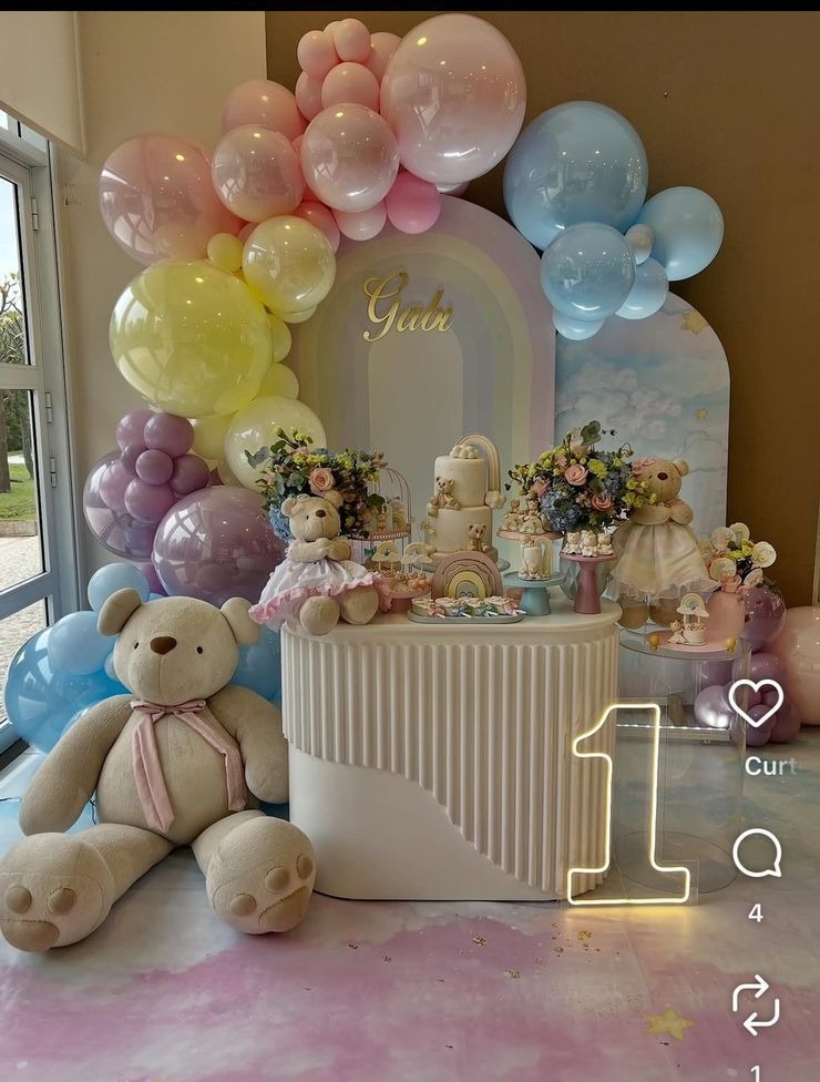 Chá de Bebe Arco Iris Com Ursinhos Cod.1637 - Ateliê by Deise festas 