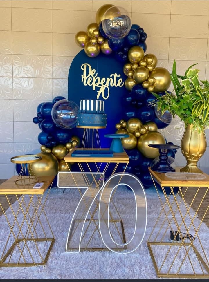 Romano Azul Com Dourado Cod. 1332 - Ateliê by Deise festas 