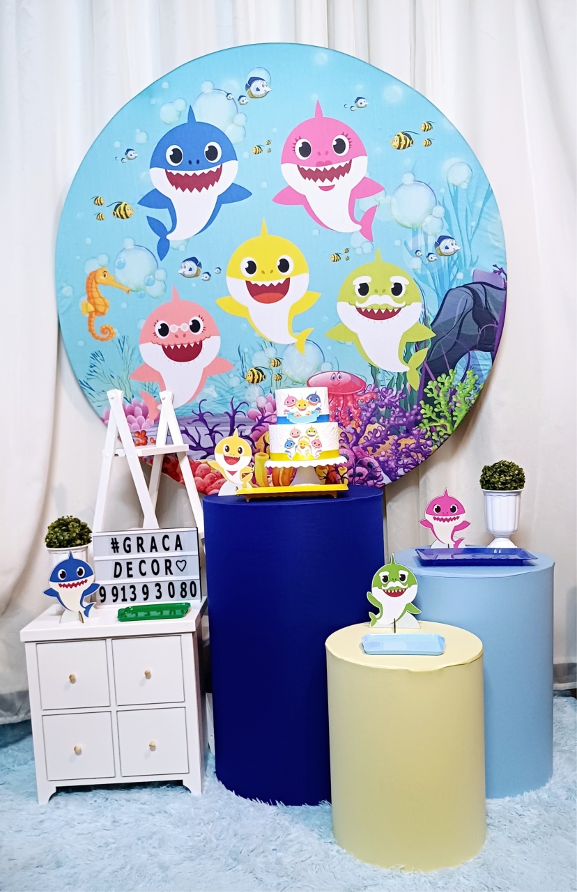 Baby Shark Menino - Ouro - Pegue&Monte Graça Decor♡
