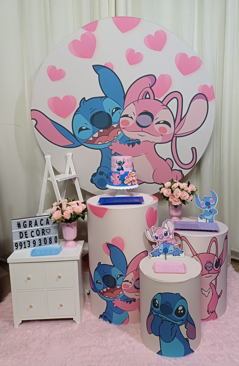  Stitch E Angel - Ouro - Pegue&Monte Graça Decor♡
