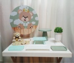 Chá de Bebê Urso Príncipe - Verde - "Só Pra Um Bolinho" - Mesa Pronta, Só Festejar - imagem 1