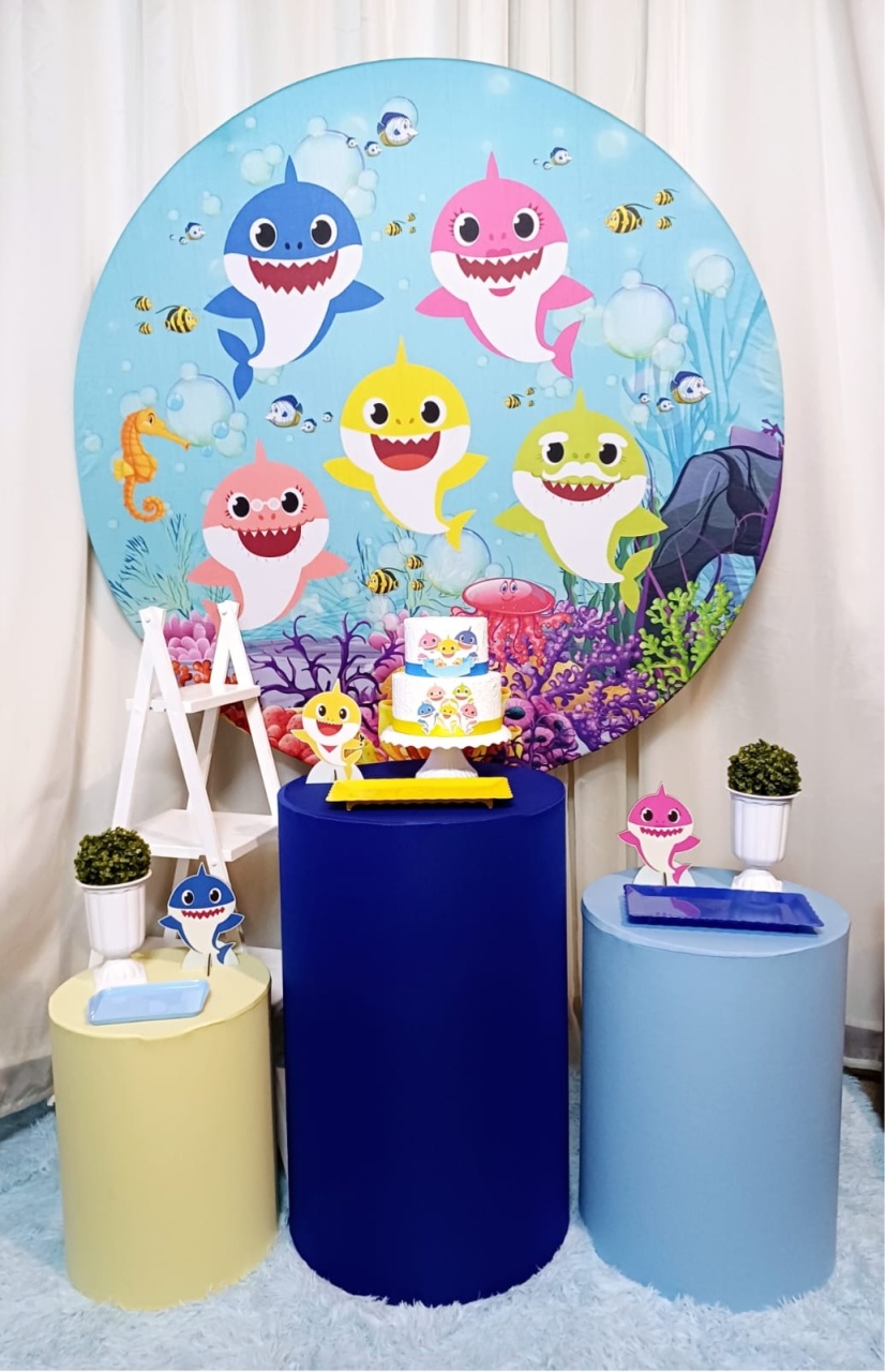 Baby Shark Menino - Prata - Pegue&Monte Graça Decor♡