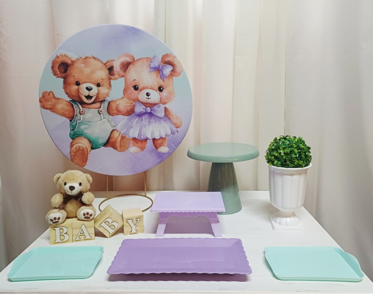 Chá Revelação Urso - Lilás E Verde - "Só Pra Um Bolinho" - Sua Mesa, Seu Estilo - Pegue&Monte Graça Decor♡