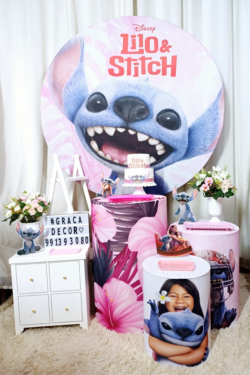  Stitch E Lilo - Ouro      - Pegue&Monte Graça Decor♡