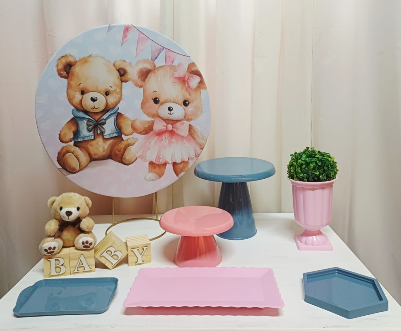 Chá Revelação Urso - Azul Gris E Rosa Gloss - "Só Pra Um Bolinho" - Sua Mesa, Seu Estilo - Pegue&Monte Graça Decor♡