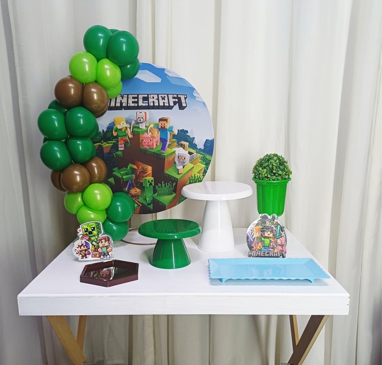 Minecraft  - "Só Pra Um Bolinho" - Mesa Pronta,  Só Festejar     - Pegue&Monte Graça Decor♡