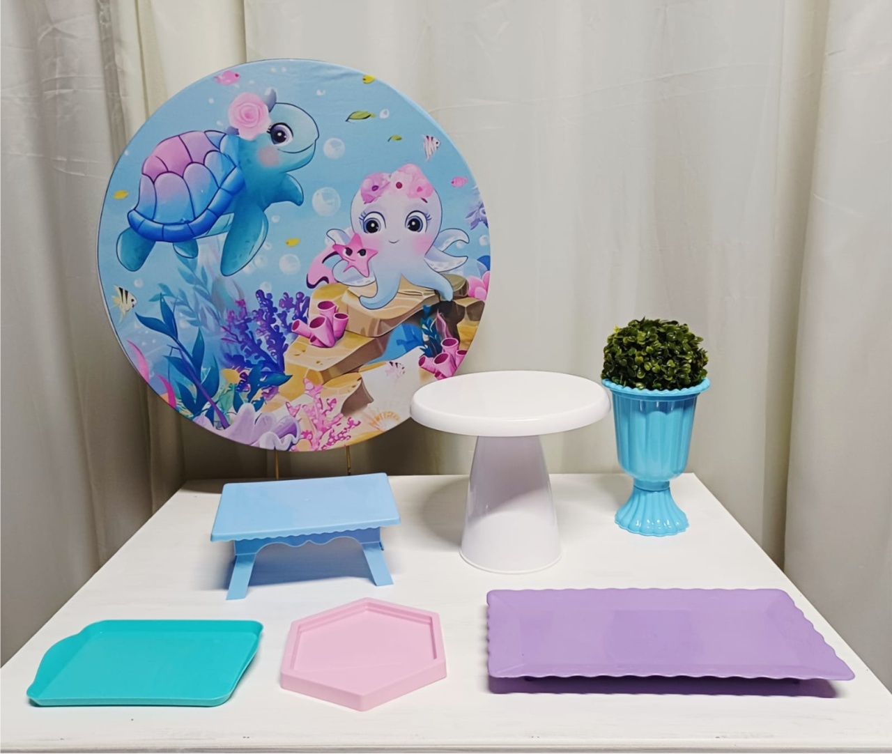 Fundo Do Mar (Menina) - "Só Pra Um Bolinho" - Mesa Pronta, Só Festejar - Pegue&Monte Graça Decor♡