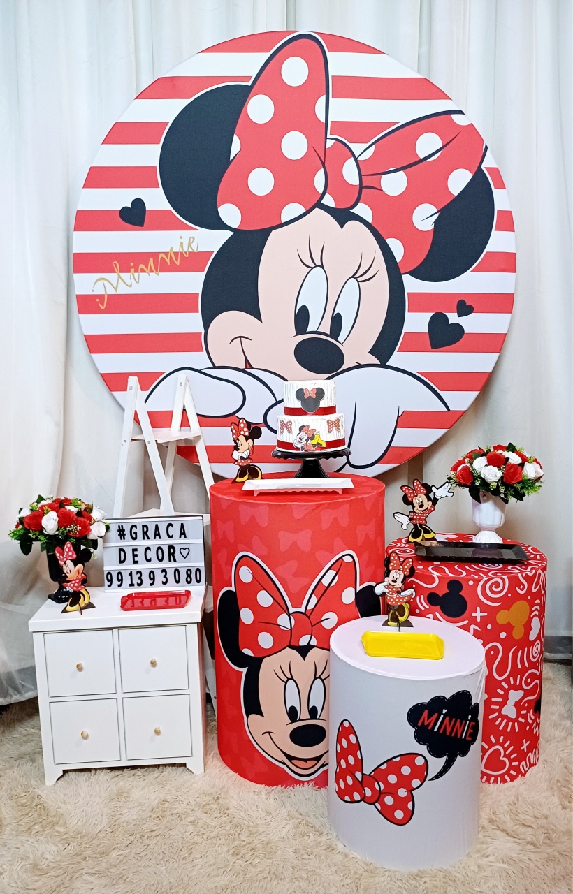 Minnie Vermelha - Ouro      - Pegue&Monte Graça Decor♡