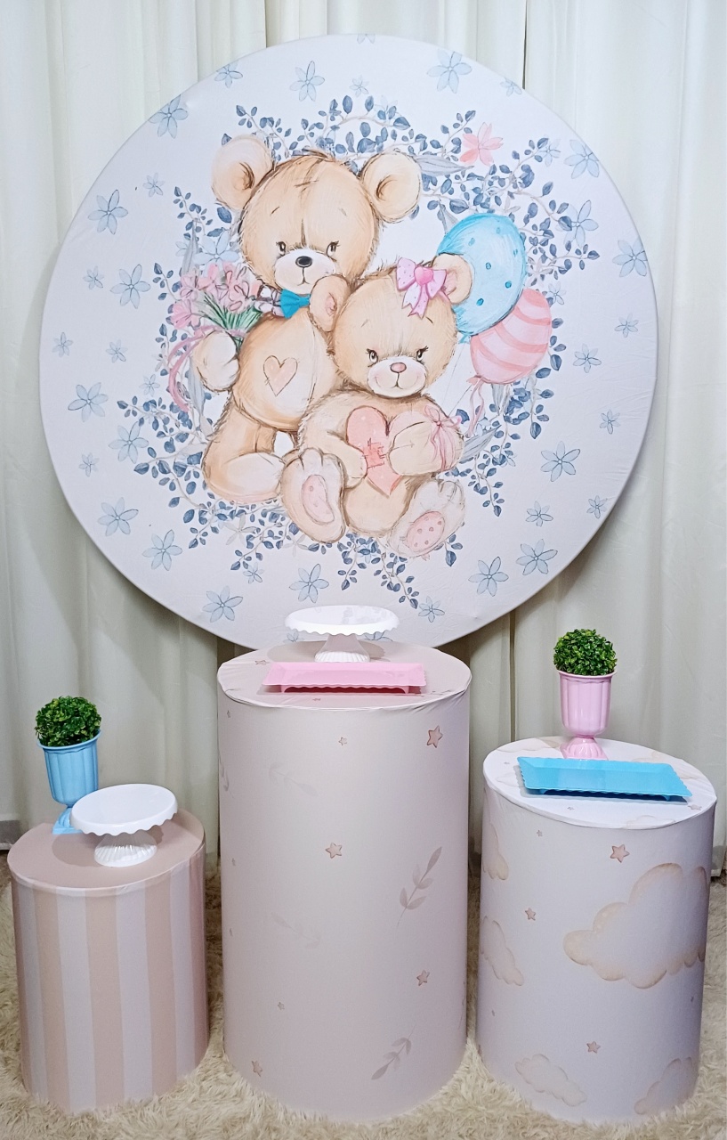Chá Revelação/Rosa E Azul - Bronze      - Pegue&Monte Graça Decor♡
