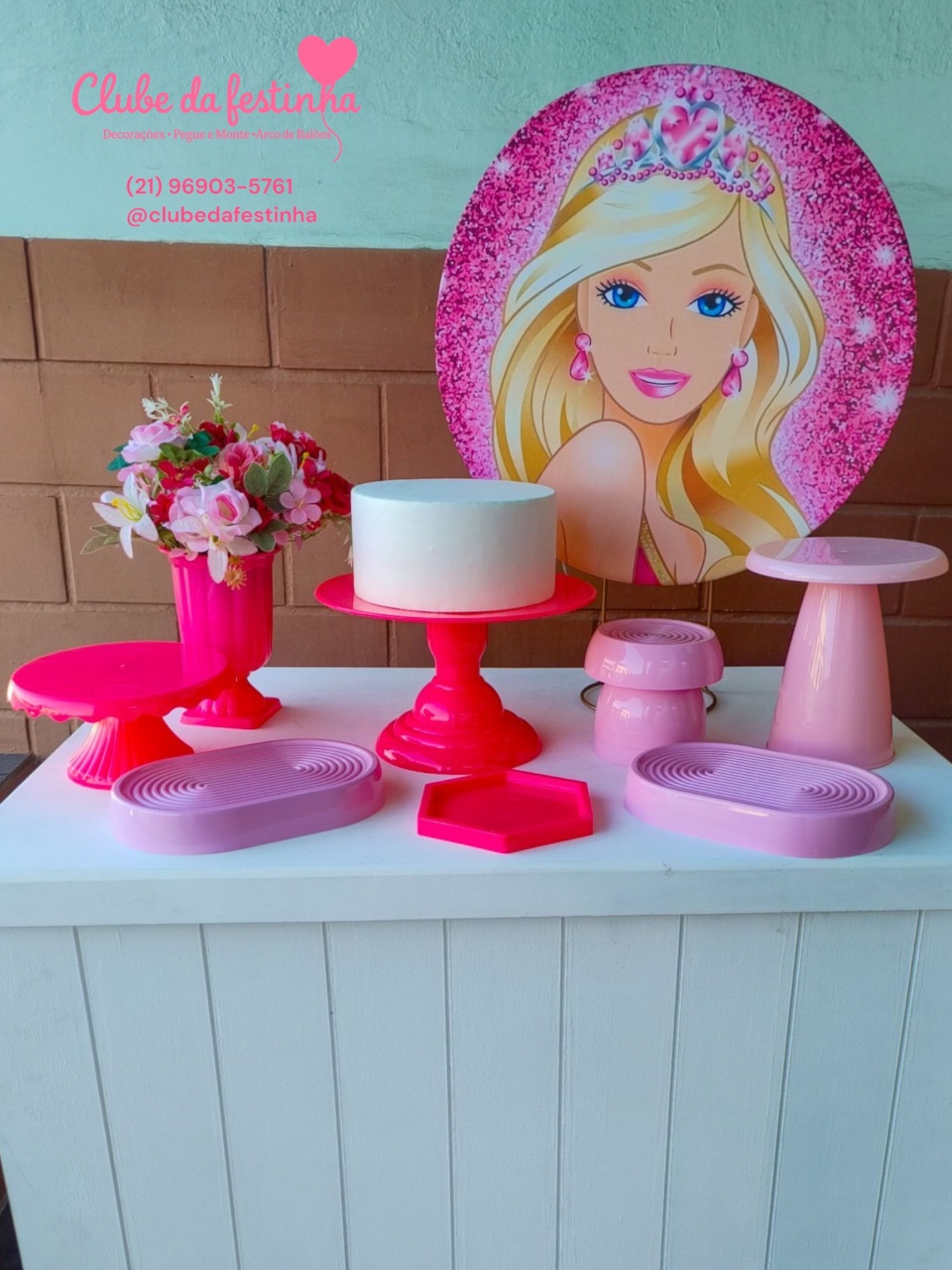 Mini Kit Com Mesa Balcão Barbie - Clube da festinha Locação 