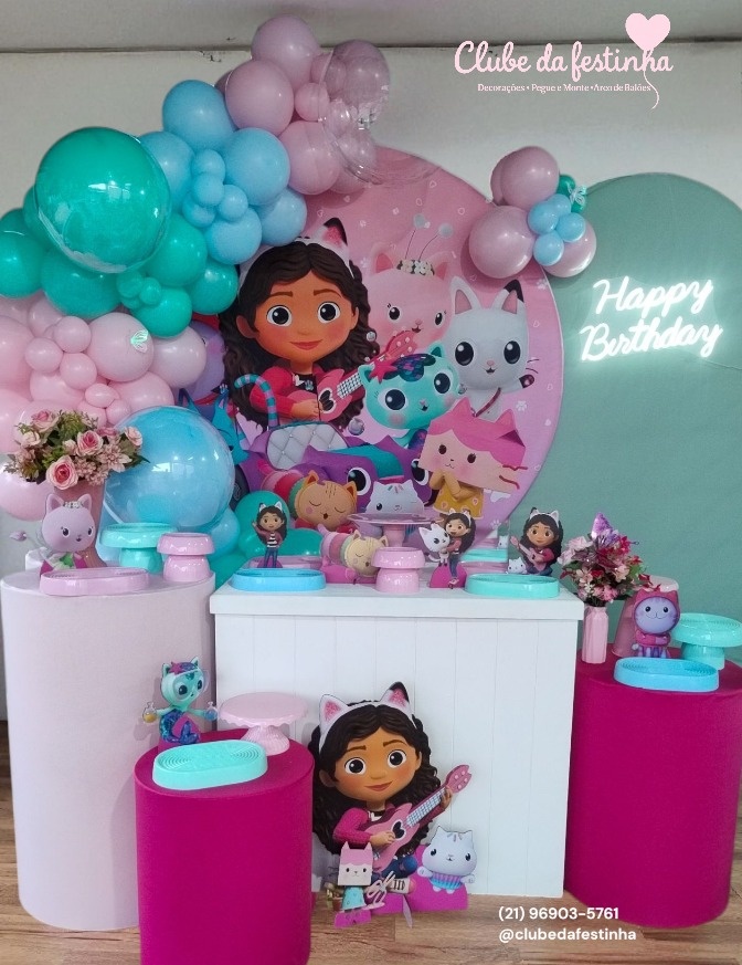 Kit  Casa Mágica da Gabby Com Painel Anexo (Sem Balões) - Clube da festinha Locação 