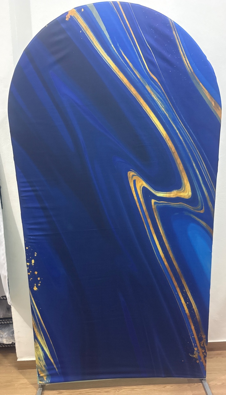 Capa Painel Romano Sublimada Azul C Dourado - Roberta Locações 