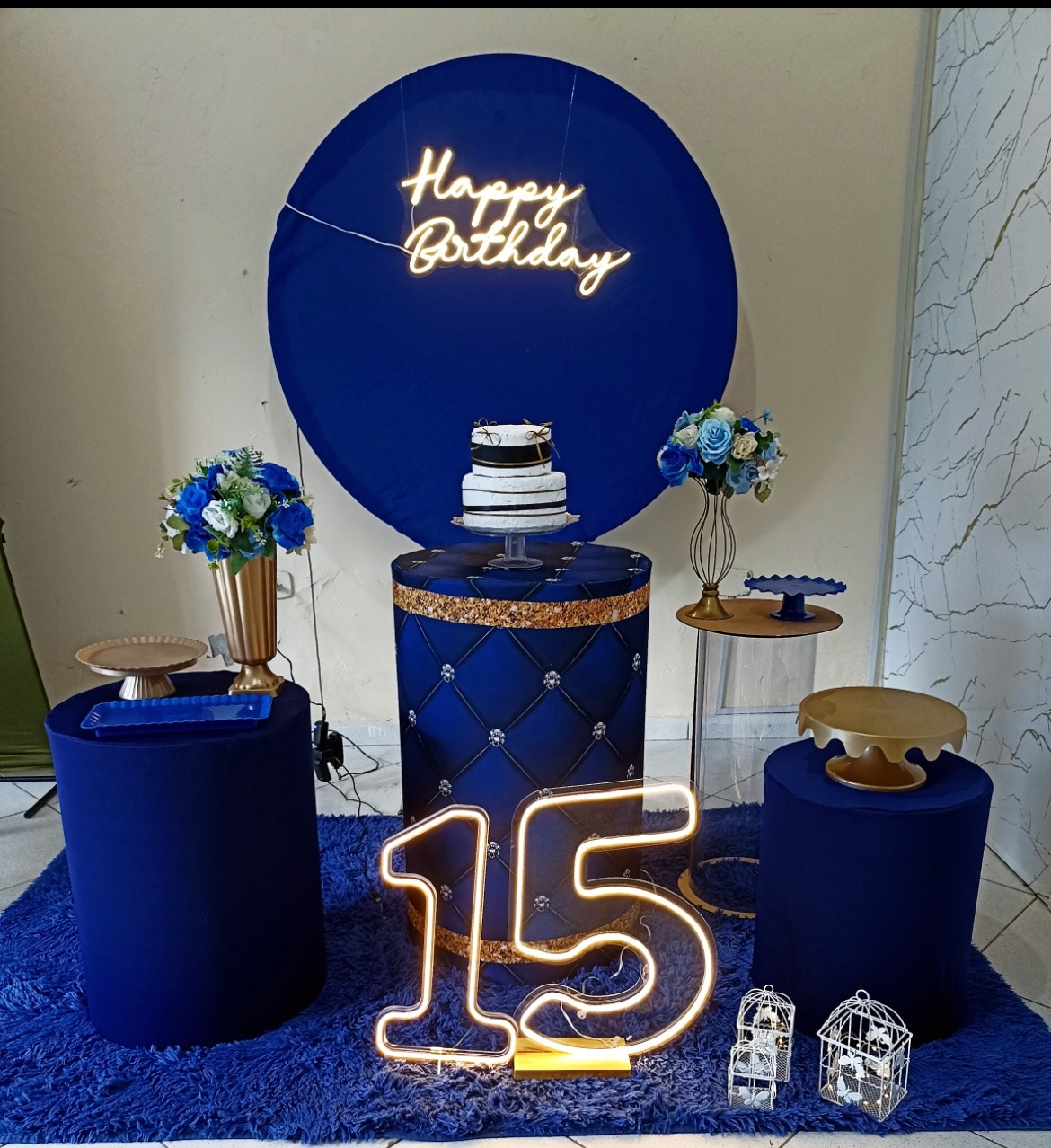 Azul Com Dourado  - atelie dias andrade