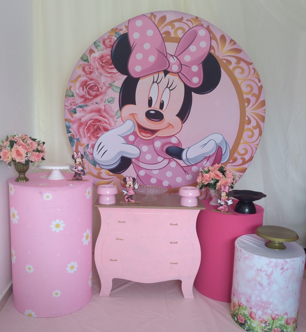 Minnie Rosa Kit Ouro - Gisa Festas -Pegue e Monte