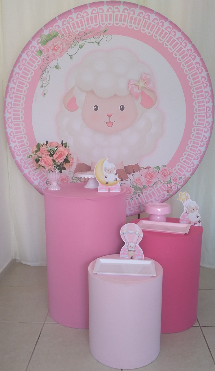 Kit Opala Ovelhinha Rosa - Gisa Festas -Pegue e Monte
