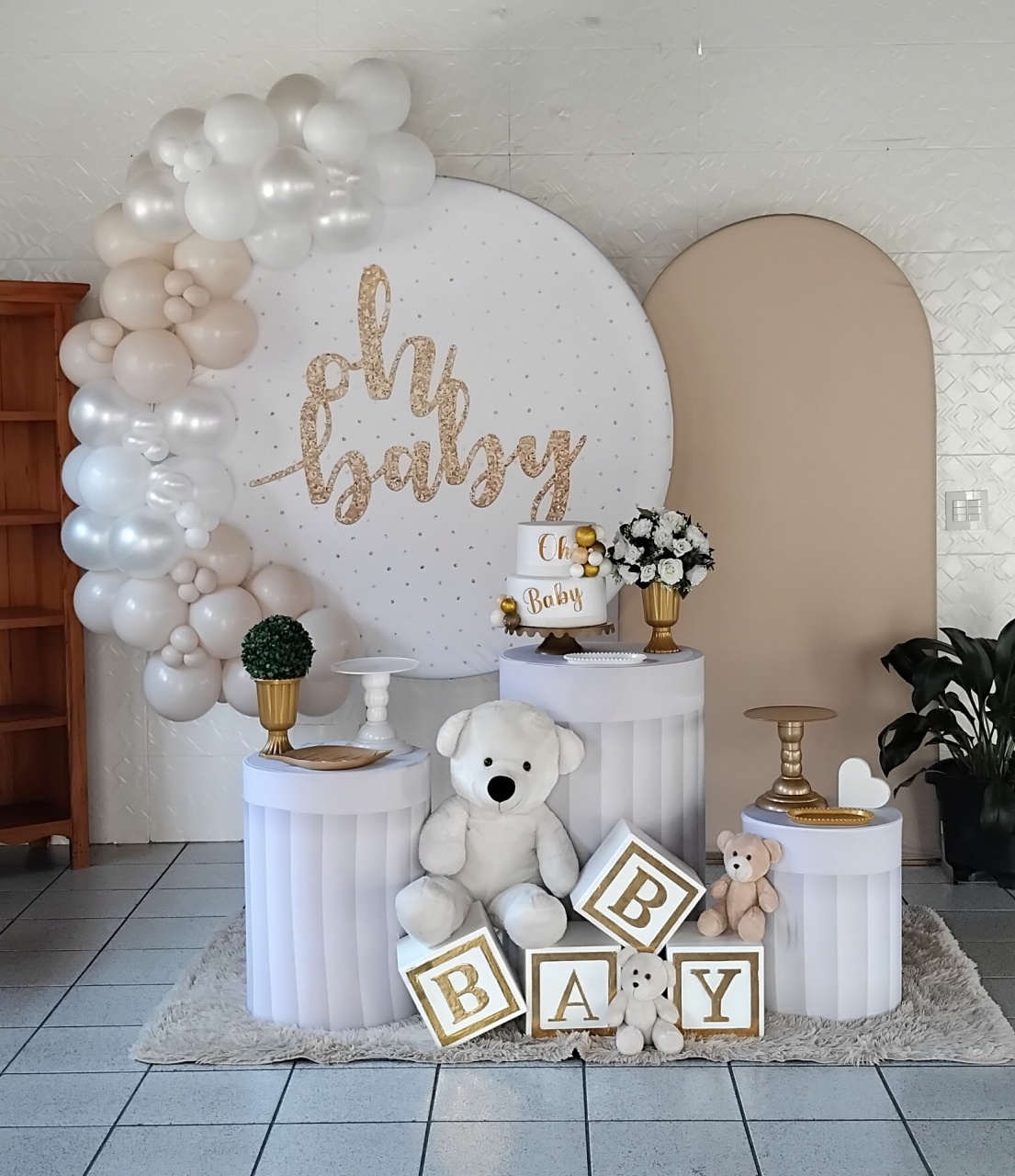Chá de Bebê Nude Com Branco  - Leilan Festas 