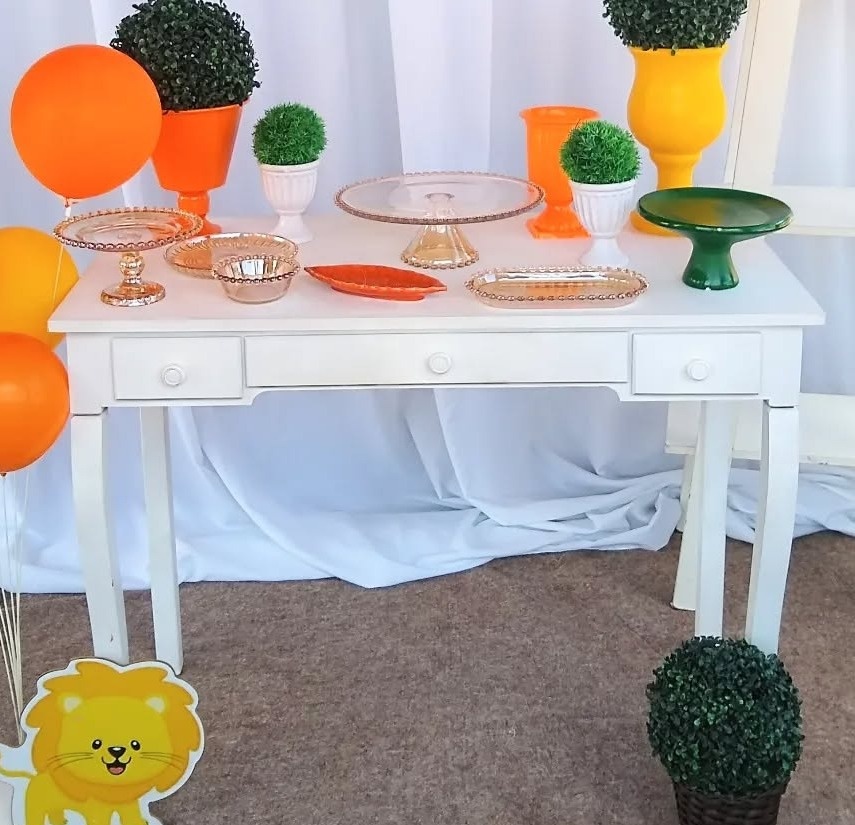 Mesa Branca Gaveta - Fulô Decor 