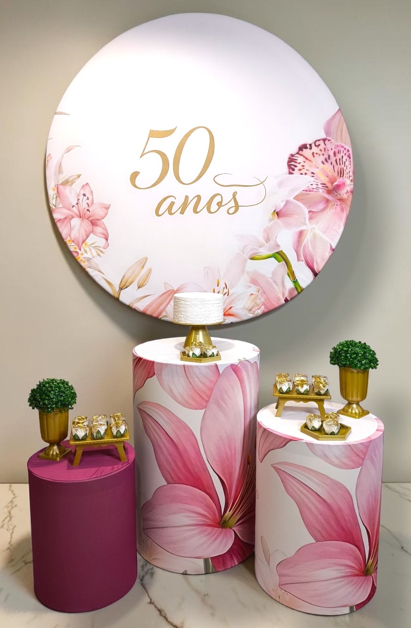 50 Anos - Floral Marsala - Kit Ouro - FestBox