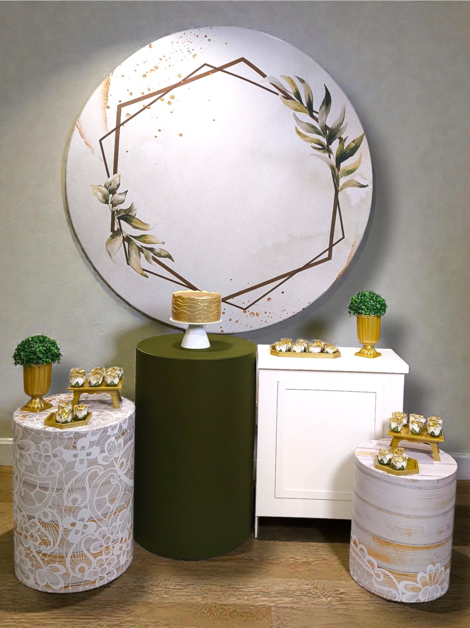 Floral Neutro Verde E Renda - Kit Diamante - FestBox