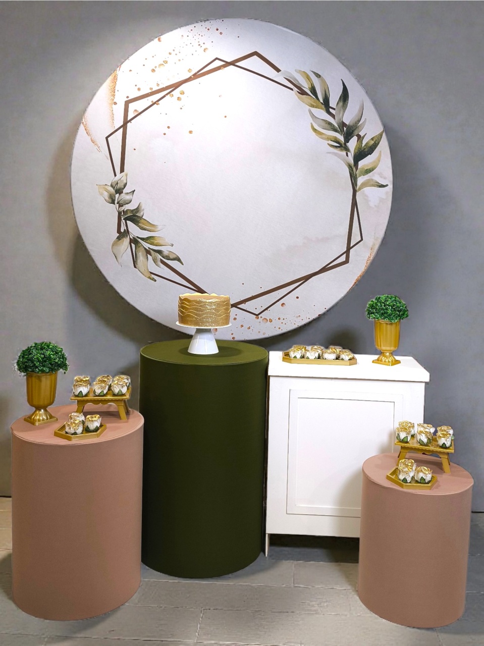 Floral Neutro Verde E Chocolate - Kit Diamante - FestBox