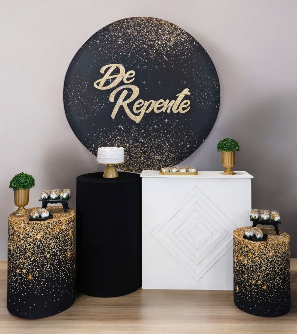de Repente Preto E Dourado - Kit Diamante - FestBox