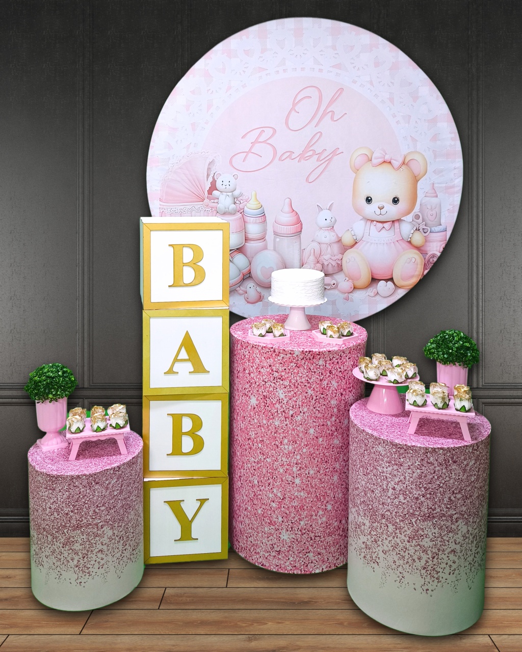 Chá de Bebê - Oh Baby Menina - Kit Diamante - FestBox