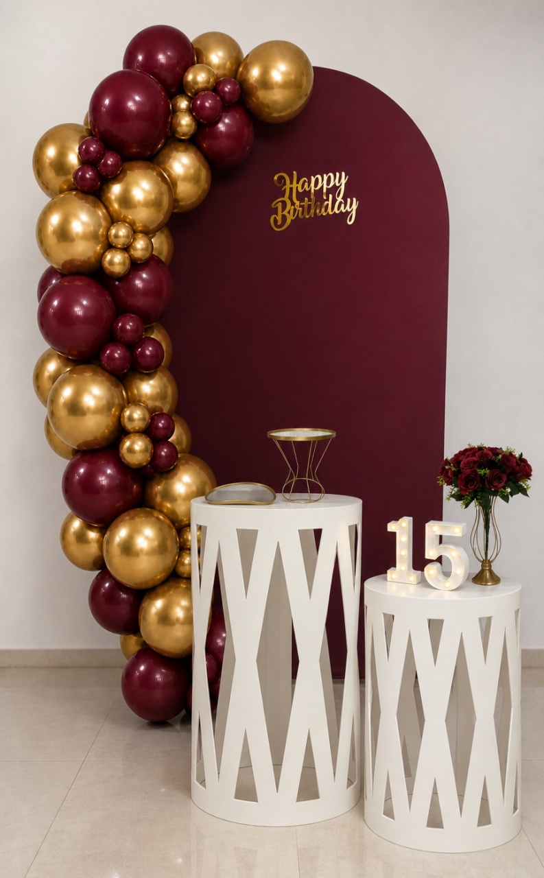 Aniversário Adulto - Bordô/Dourado - FestBox