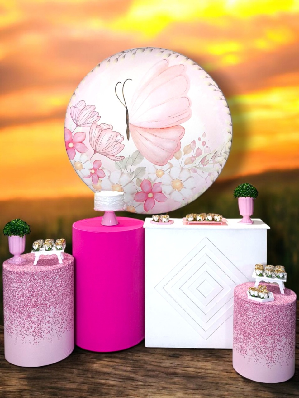 Borboleta Rosa - Kit Diamante - FestBox