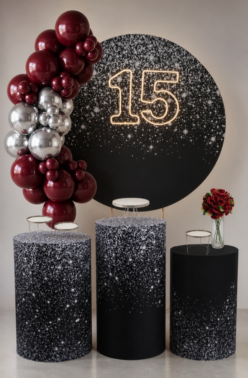 Glitter Preto E Prata - 15 Anos - FestBox