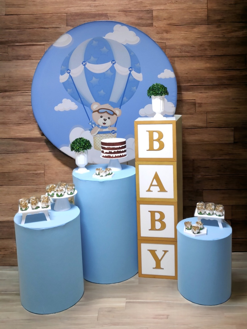 Chá de Bebê - Ursinho Baloeiro Azul - Kit Diamante - FestBox