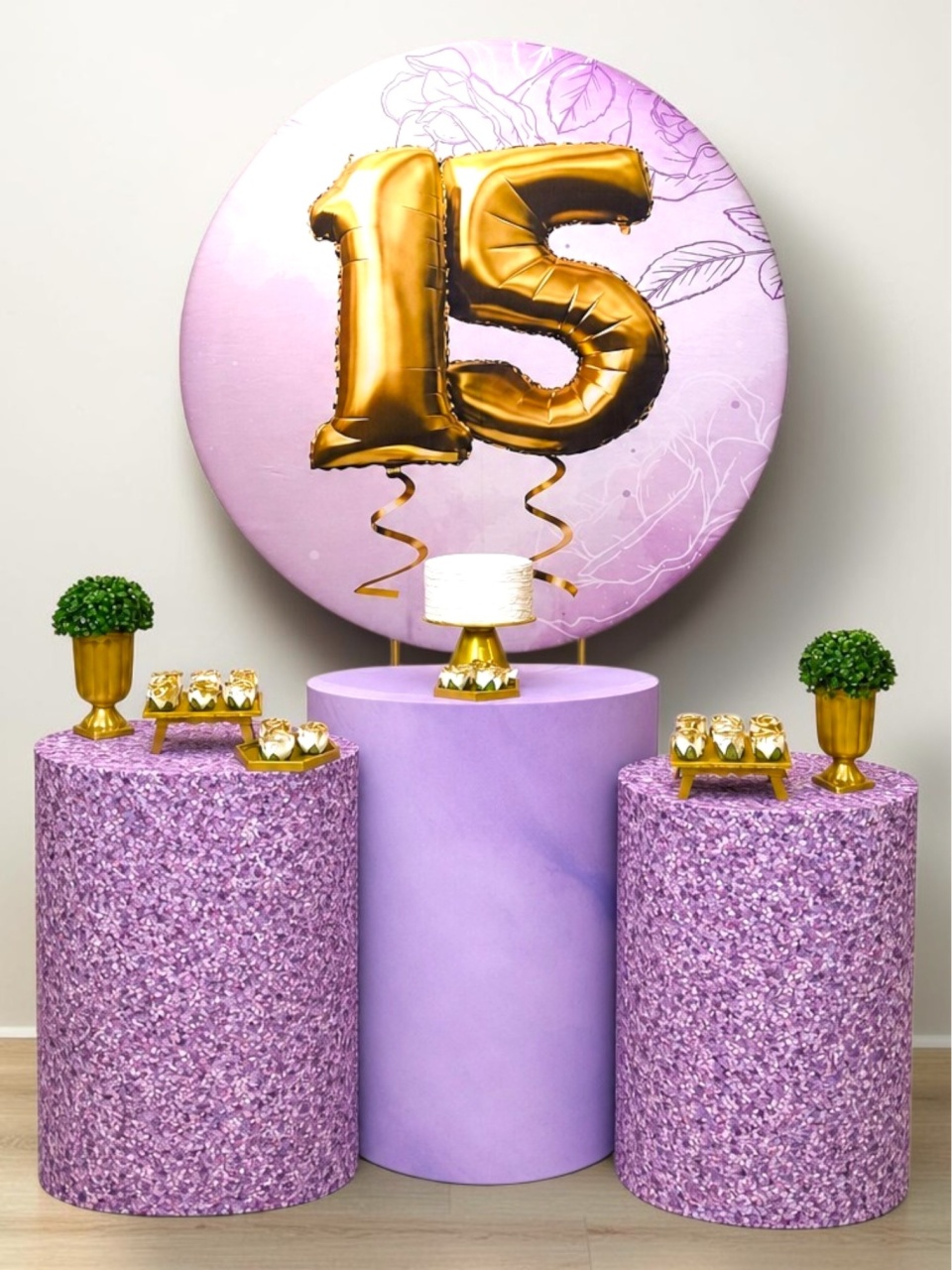 15 Anos - Lilás E Balões - Kit Ouro - FestBox