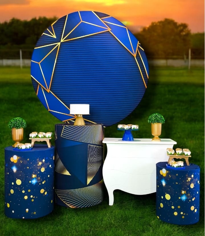 Geométrico Azul E Dourado - Kit Diamante - FestBox