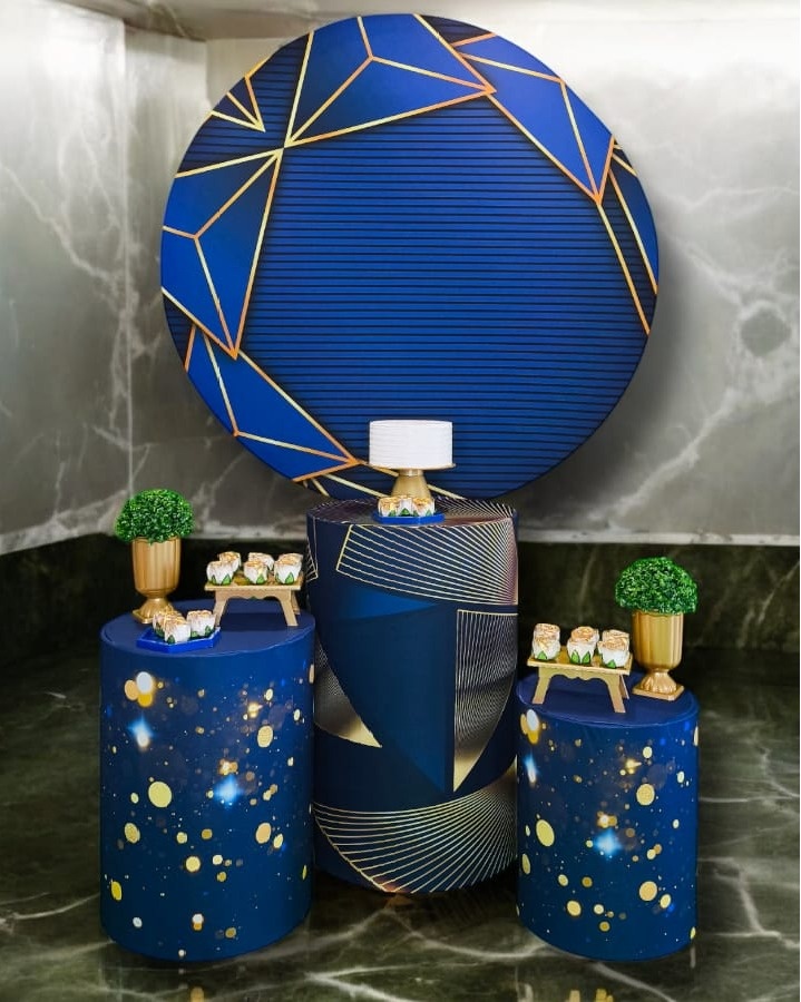 Geométrico Azul E Dourado - Kit Ouro - FestBox