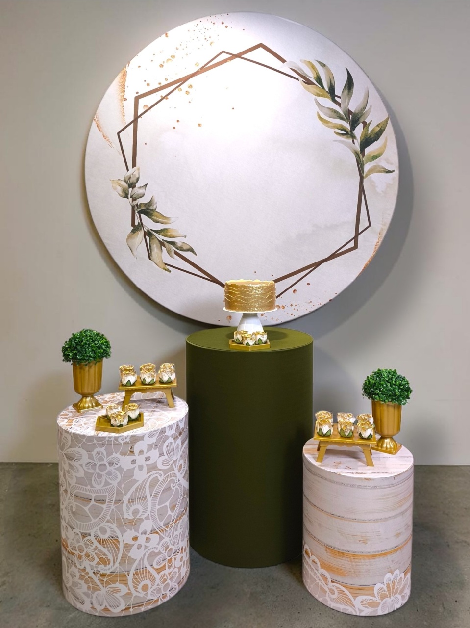 Floral Neutro Verde E Renda - Kit Ouro - FestBox